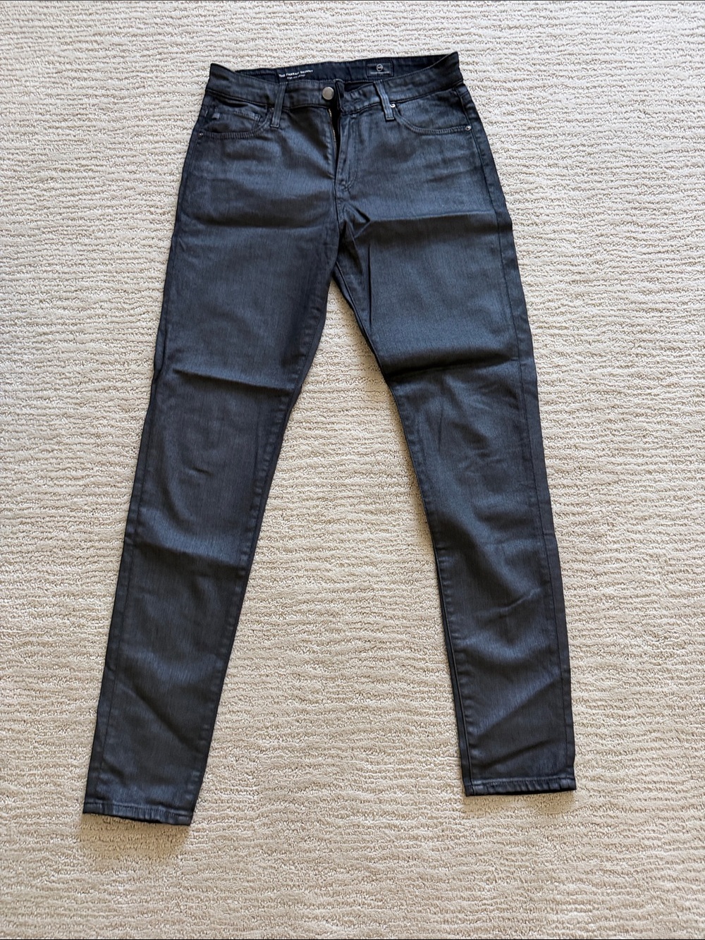 Ag Adriano Goldschmied Womenโs Black metallic Skinny Jeans